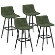 ID MARKET - Lot de 4 tabourets de bar MADY en velours vert - vignette