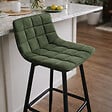 ID MARKET - Lot de 4 tabourets de bar MADY en velours vert - vignette