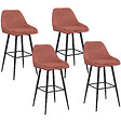 ID MARKET - Lot de 4 tabourets de bar THALYA en velours terracotta avec demi-accoudoirs - vignette