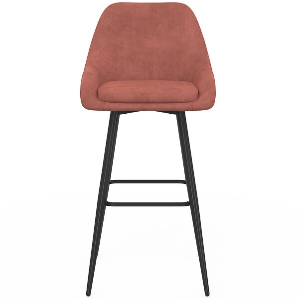 ID MARKET - Lot de 4 tabourets de bar THALYA en velours terracotta avec demi-accoudoirs - large