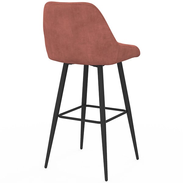 ID MARKET - Lot de 4 tabourets de bar THALYA en velours terracotta avec demi-accoudoirs - large