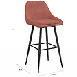 ID MARKET - Lot de 4 tabourets de bar THALYA en velours terracotta avec demi-accoudoirs - vignette