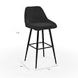 ID MARKET - Lot de 4 tabourets de bar THALYA en velours noir avec demi-accoudoirs - vignette