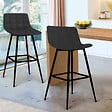 ID MARKET - Lot de 2 tabourets de bar MADY en velours noir - vignette