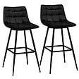 ID MARKET - Lot de 2 tabourets de bar MADY en velours noir - vignette