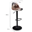 ID MARKET - Lot de 2 tabourets de bar KARL design patchworks marron, gris et beiges pied noir - vignette