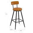 ID MARKET - Lot de 4 tabourets de bar ISAURE PU marron avec coutures et pieds métal noir - vignette