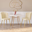 ID MARKET - Lot de 2 chaises coquillage ADELLA beige en velours pieds dorés - vignette