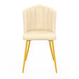 ID MARKET - Lot de 2 chaises coquillage ADELLA beige en velours pieds dorés - vignette