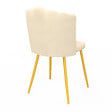 ID MARKET - Lot de 2 chaises coquillage ADELLA beige en velours pieds dorés - vignette