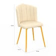 ID MARKET - Lot de 2 chaises coquillage ADELLA beige en velours pieds dorés - vignette