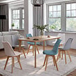 ID MARKET - Lot de 6 chaises scandinaves SARA mix color pastel rose, blanc, gris clair x2, bleu x2 - vignette