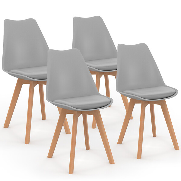 ID MARKET - Lot de 4 chaises scandinaves SARA gris clair pour salle à manger - large