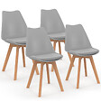 ID MARKET - Lot de 4 chaises scandinaves SARA gris clair pour salle à manger - vignette