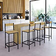 ID MARKET - Lot de 4 tabourets de bar DETROIT avec dossier chaise de cuisine design industriel - vignette