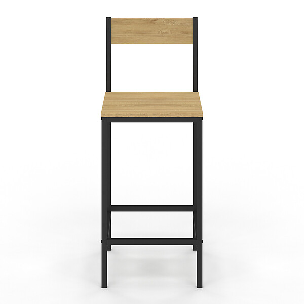 ID MARKET - Lot de 4 tabourets de bar DETROIT avec dossier chaise de cuisine design industriel - large