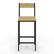 ID MARKET - Lot de 4 tabourets de bar DETROIT avec dossier chaise de cuisine design industriel - vignette
