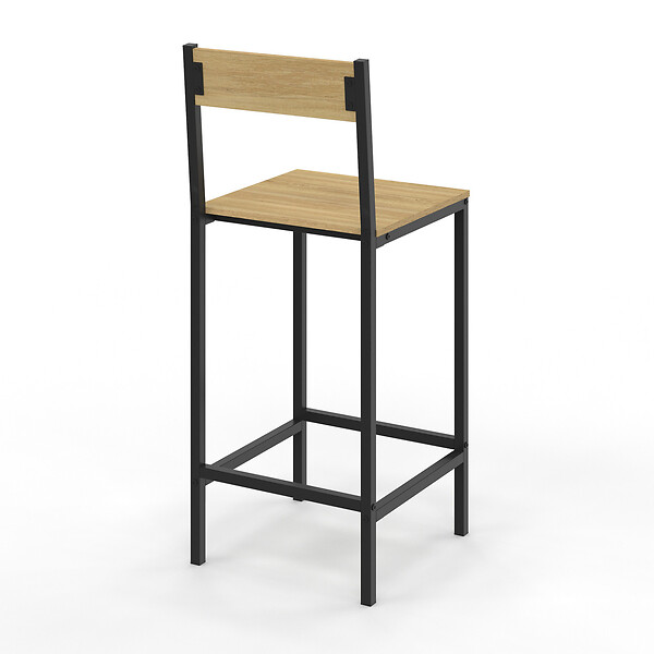 ID MARKET - Lot de 4 tabourets de bar DETROIT avec dossier chaise de cuisine design industriel - large