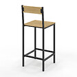 ID MARKET - Lot de 4 tabourets de bar DETROIT avec dossier chaise de cuisine design industriel - vignette