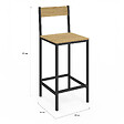 ID MARKET - Lot de 4 tabourets de bar DETROIT avec dossier chaise de cuisine design industriel - vignette