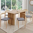 ID MARKET - Lot de 6 chaises NOE en imitation bois et assise en tissu gris clair pour salle à manger - vignette