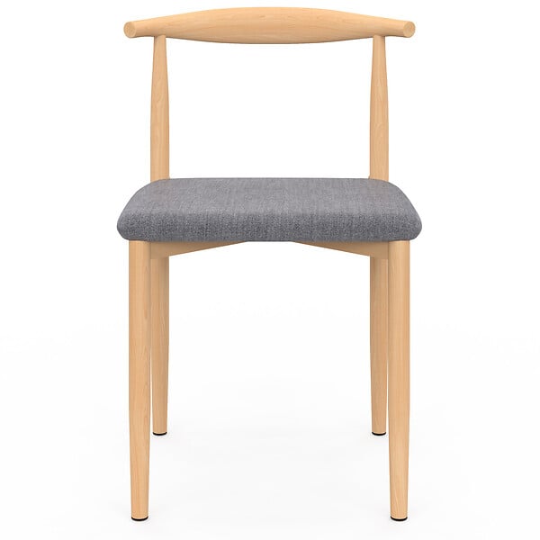 ID MARKET - Lot de 6 chaises NOE en imitation bois et assise en tissu gris clair pour salle à manger - large