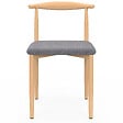 ID MARKET - Lot de 6 chaises NOE en imitation bois et assise en tissu gris clair pour salle à manger - vignette