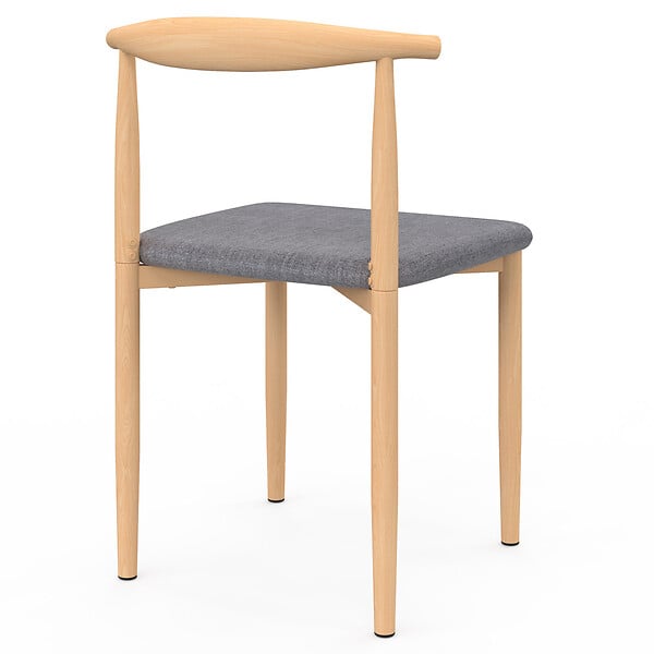 ID MARKET - Lot de 6 chaises NOE en imitation bois et assise en tissu gris clair pour salle à manger - large