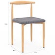 ID MARKET - Lot de 6 chaises NOE en imitation bois et assise en tissu gris clair pour salle à manger - vignette