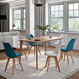 ID MARKET - Lot de 6 chaises scandinaves SARA mix color bleu canard x3 et blanc x3 - vignette