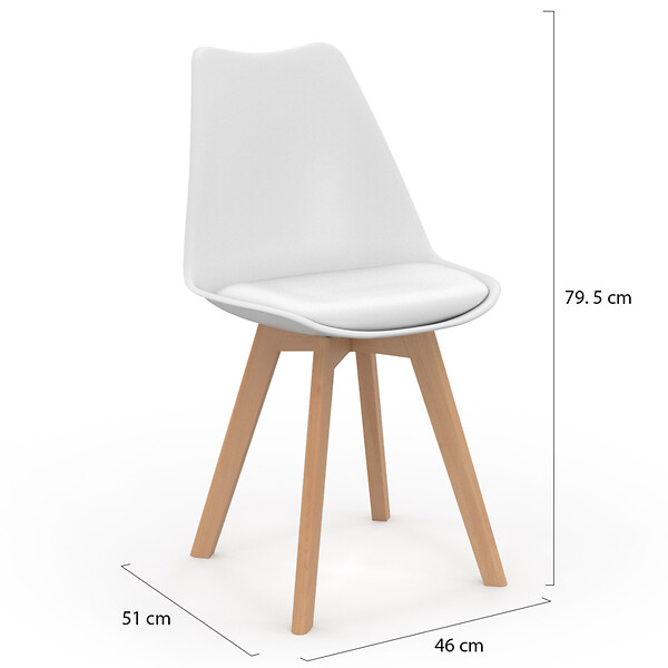ID MARKET - Lot de 6 chaises scandinaves SARA mix color bleu canard x3 et blanc x3 - large