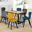 ID MARKET - Lot de 6 chaises ROBINE en velours mix color bleu x2, gris foncé x2, gris clair et jaune - vignette