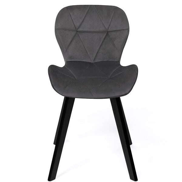 ID MARKET - Lot de 6 chaises ROBINE en velours mix color bleu x2, gris foncé x2, gris clair et jaune - large