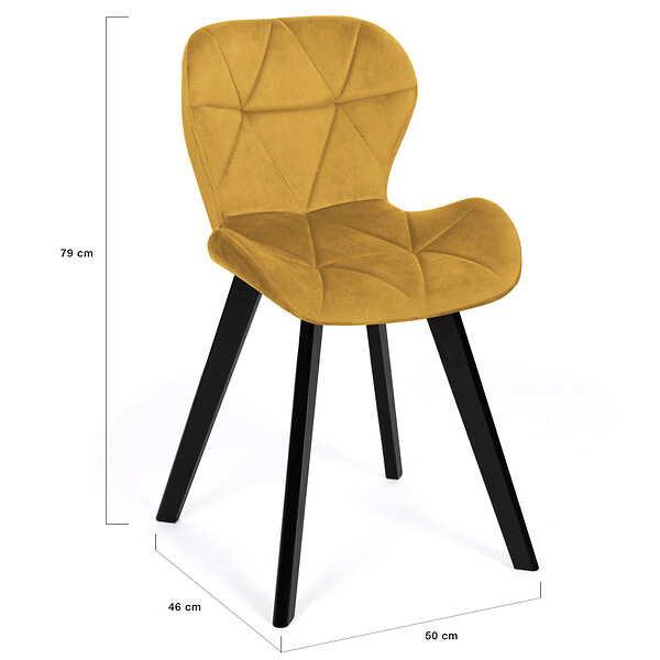 ID MARKET - Lot de 6 chaises ROBINE en velours mix color bleu x2, gris foncé x2, gris clair et jaune - large