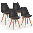 ID MARKET - Lot de 4 chaises scandinaves SARA noires pour salle à manger - vignette