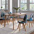 ID MARKET - Lot de 4 chaises scandinaves SARA motifs patchworks bleus - vignette