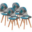 ID MARKET - Lot de 4 chaises scandinaves SARA motifs patchworks bleus - vignette