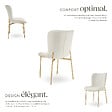 TECTAKE - 4 chaises rembourrées tissu bouclette ergonomiques Blanc/Doré - vignette