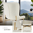 TECTAKE - 4 chaises rembourrées tissu bouclette ergonomiques Blanc/Doré - vignette