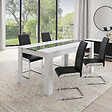 ID MARKET - Lot de 4 chaises MIA noires liseré blanc pour salle à manger - vignette