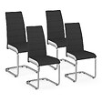 ID MARKET - Lot de 4 chaises MIA noires liseré blanc pour salle à manger - vignette