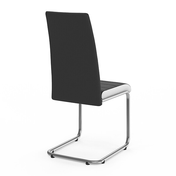ID MARKET - Lot de 4 chaises MIA noires liseré blanc pour salle à manger - large