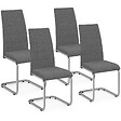 ID MARKET - Lot de 4 chaises MIA en tissu gris anthracite pour salle à manger - vignette