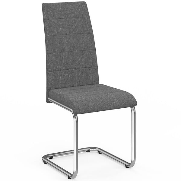 ID MARKET - Lot de 4 chaises MIA en tissu gris anthracite pour salle à manger - large
