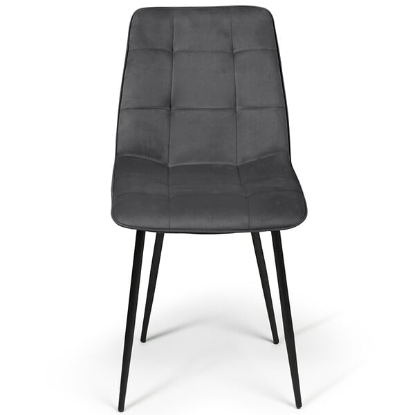 ID MARKET - Lot de 6 chaises MILA en velours gris foncé pour salle à manger - large