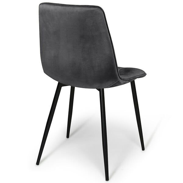ID MARKET - Lot de 6 chaises MILA en velours gris foncé pour salle à manger - large