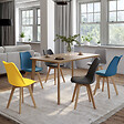 ID MARKET - Lot de 6 chaises scandinaves SARA mix color bleu x2, gris clair, gris foncé x2, jaune - vignette