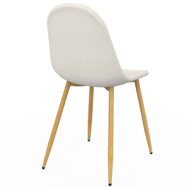 ID MARKET - Lot de 6 chaises DARI en tissu bouclette pour salle à manger - large