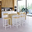 ID MARKET - Lot de 4 tabourets de bar DETROIT avec dossier chaise de cuisine design industriel - vignette