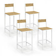 ID MARKET - Lot de 4 tabourets de bar DETROIT avec dossier chaise de cuisine design industriel - vignette